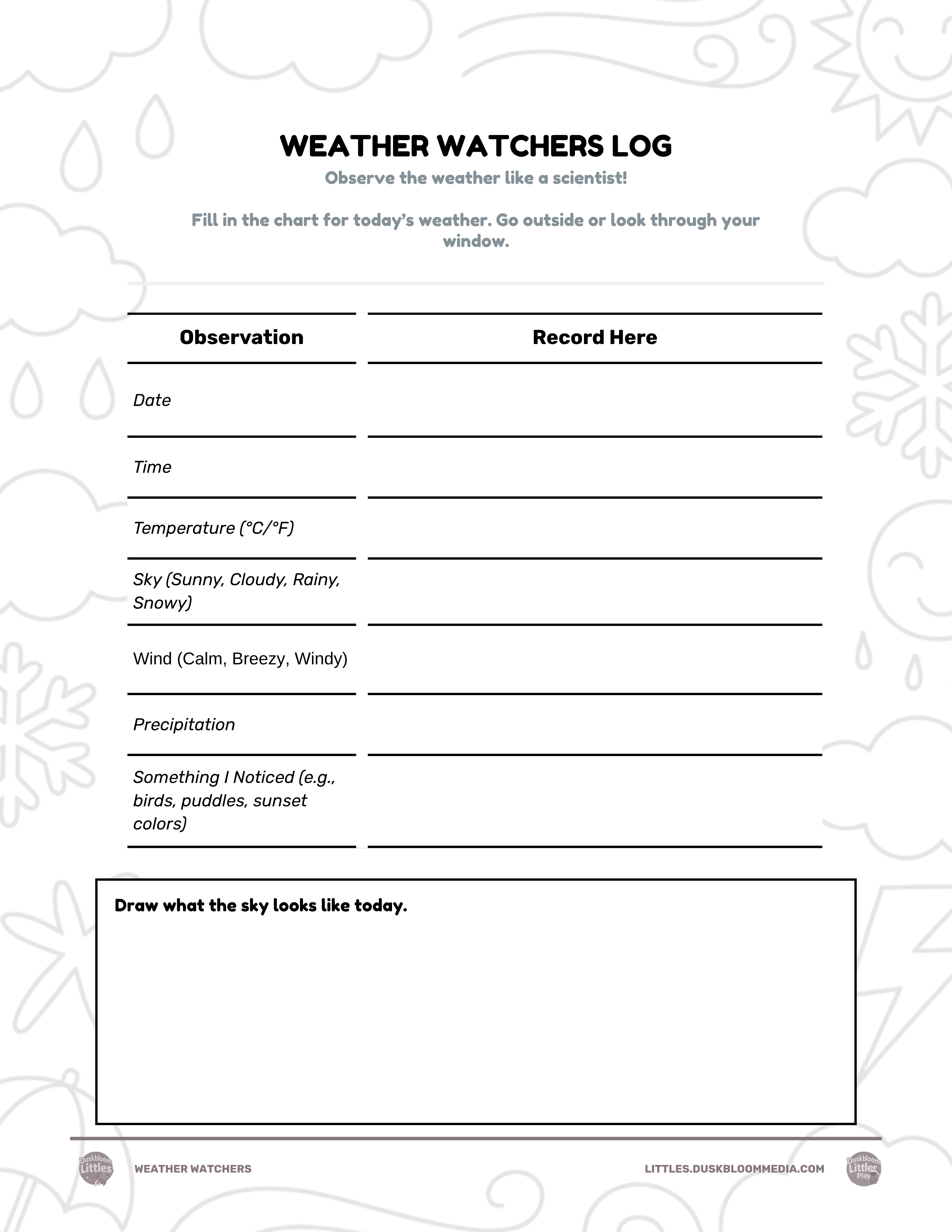 Weather Watchers Log